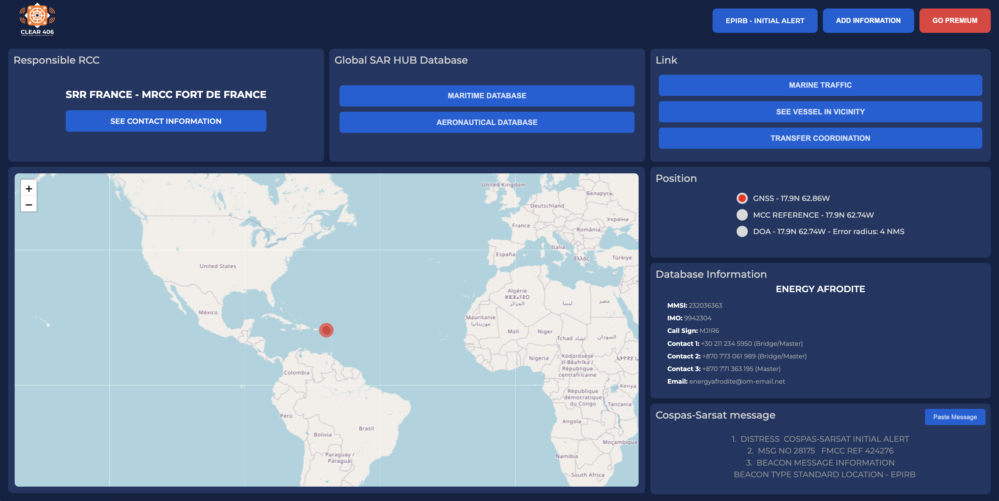 CLEAR 406 — map & decoding UI